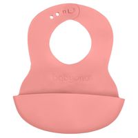 BABYONO Miękki śliniak z regulowanym zapięciem i kieszonką różowy