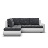 Narożnik z otomaną, lewy, BOSCO, ekoskóra, 230cm, biały, szary | TYLETEGOTU