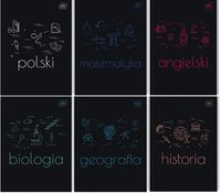 Zestaw 6 x Brulion tematyczny A5 80k zeszyty TWARDA OKŁADKA ze ściągą