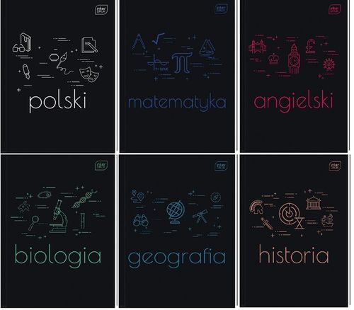 Zestaw 6 x Brulion tematyczny A5 80k zeszyty TWARDA OKŁADKA ze ściągą na Arena.pl