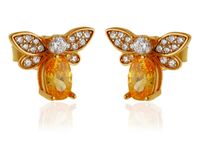 Delikatne pozłacane srebrne kolczyki celebrytki pszczoły pszczółki bee cyrkonie srebro 925 K2819