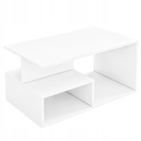 Stolik biały kawowy w stylu skandynawskim z półką salon loft duży 90 cm