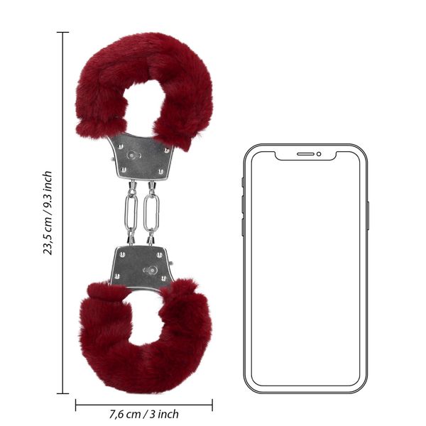 Furry Metal Hand Cuffs - Red zdjęcie 8