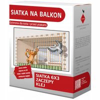 ZESTAW SIATKA NA BALKON DLA KOTA GOŁĘBIE PTAKI 6X3m, OKO 50mm BEZ WIERCENIA