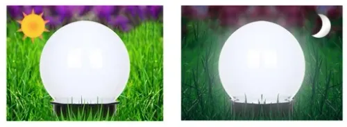 Lampa solarna ogrodowa kula biała wbijana 10cm na Arena.pl