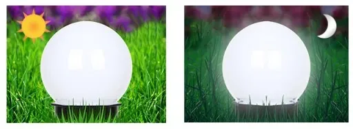 Lampa solarna ogrodowa kula biała wbijana 10cm zdjęcie 5