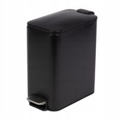KOSZ ŁAZIENKOWY CZARNY WĄSKI METALOWY Z PEDAŁEM 5L 29 X 14 X 28.5 CM