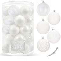 Bombki choinkowe 30 szt. biały 8cm zestaw choinkowy