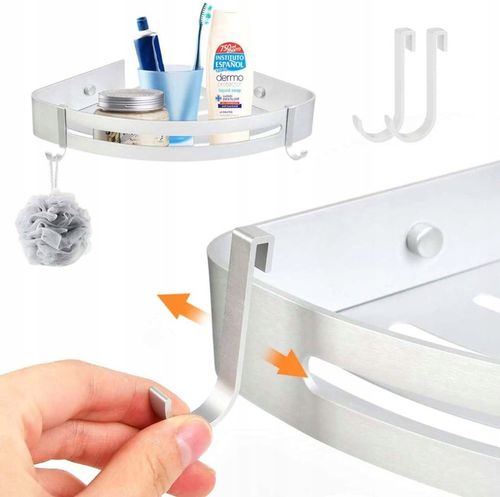 PÓŁKA ŁAZIENKOWA POD PRYSZNIC NAROŻNA SREBRNA ŚCIENNA PRYSZNICOWA KPL 2szt na Arena.pl