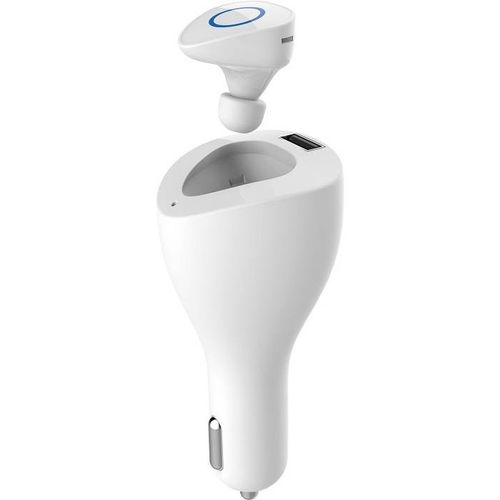 Ładowarka samochodowa + słuchawka bluetooth Devia Vortex Kolor - Biały na Arena.pl