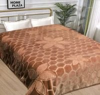 Koc AKRYLOWY narzuta 160x210cm  - KWIATY PLASTER BRĄZ + Walizka