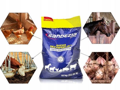 SANDEZIA SUCHA DEZYNFEKCJA 10KG DRÓB NIOSKI KURNIK WIRUSY BAKTERIE POSYPKA na Arena.pl