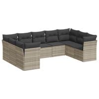 9-cz. zestaw mebli ogrodowych, poduszki, jasnoszary polirattan