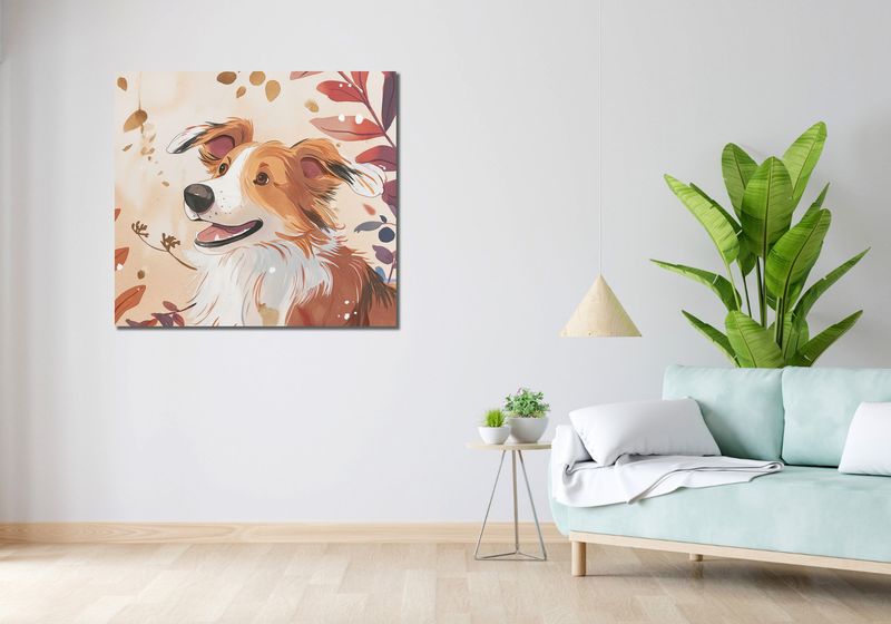 Obraz 100x90cm Collie Jesienną Porą zdjęcie 2