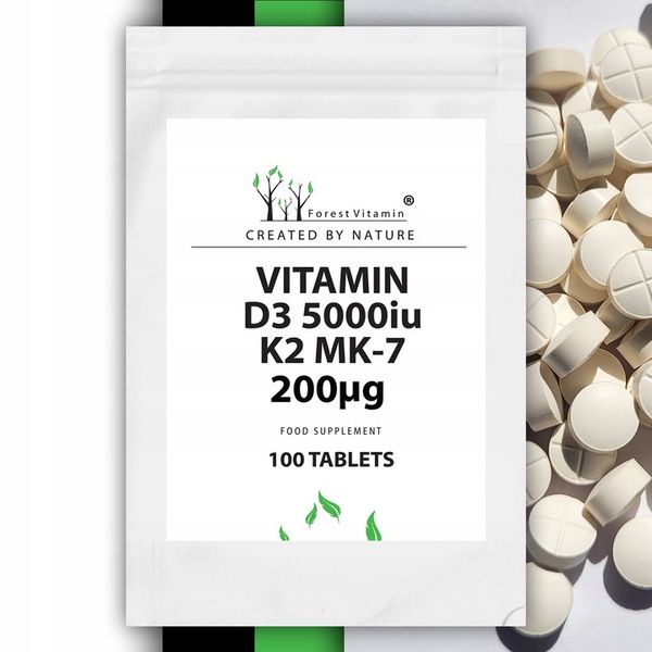 WITAMINA D3 5000 iu+K2 MK-7 200 mcg 100 tab NOWOŚĆ zdjęcie 1