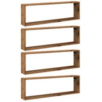 Półki ścienne kostki 4 szt., kolor starego drewna, 100x15x30 cm