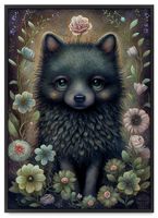 Plakat dla dziecka obrazki dziecięce wilk 50x70 cm w czarnej ramie