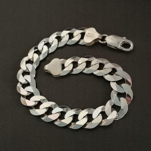 SREBRNA BRANSOLETKA MĘSKA 925 PANCERKA 10,5mm DIAMENTOWANA GRAWER GRATIS na Arena.pl