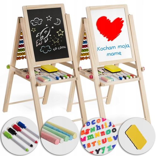 TABLICA DWUSTRONNA Z LICZYDŁEM DLA DZIECI MAGNETYCZNA KREDOWA + AKCESORIA na Arena.pl