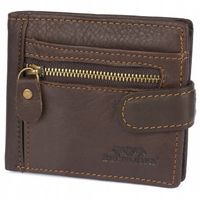 Portfel męski skórzany mały cienki slim Beltimore brąz RFiD premium skóra