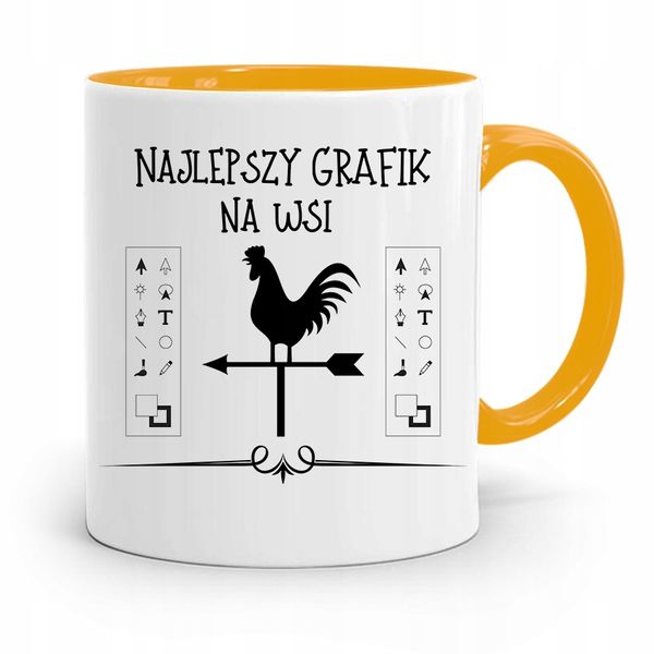 Kubek Żółty Prezent Dla Najlepszego Grafika Na Wsi Z Nadrukiem Ze Zdjęciem zdjęcie 1