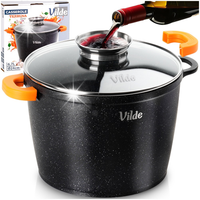 GARNEK GRANITOWY POKRYWKA SZKLANA INDUKCJA GAZ POWŁOKA NON-STICK 24 CM