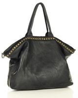 Duża torebka skórzana oversize style shopper bag - MARCO MAZZINI czarny