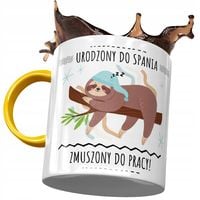 Kubek Żółty Śmieszny Urodzony Do Spania Prezent Z Nadrukiem Ze Zdjęciem