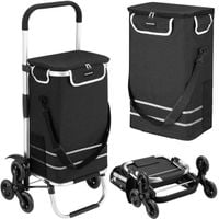 Wózek torba na zakupy na potrójnych kółkach składany 42l odblaski czarny