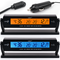 WOLTOMIERZ DO SAMOCHODU AUTA Z TERMOMETREM LCD ZEGAREK PODŚWIETLENIE