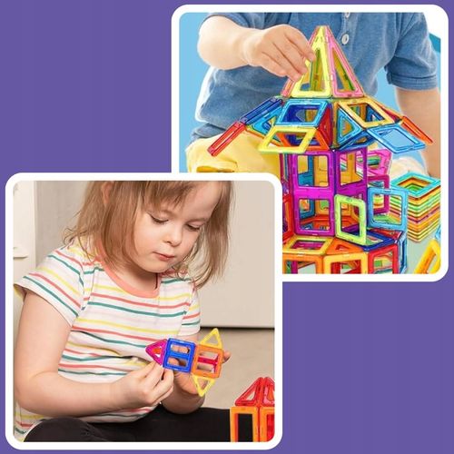 KLOCKI MAGNETYCZNE KONSTRUKCYJNE DUŻE PANELE 3D UKŁADANKA DLA DZIECI 134 el na Arena.pl
