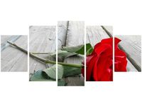 70CM 150CM OBRAZ 5 ELEM RÓŻA DESKACH ŚCIENNY