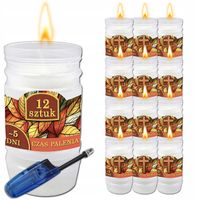 WKŁADY DO ZNICZY PARAFINOWE 5 dni 12szt ZNICZE + ZAPALNICZKA PREMIUM 125h