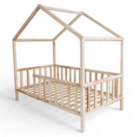 ŁÓŻKO DOMEK CASITA 160x90 DREWNIANE BARIERKA + STELAŻ SOSNA - WYSOKA JAKOŚĆ