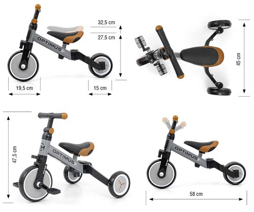 MILLY MALLY Rowerek 3w1 OPTIMUS grey na Arena.pl
