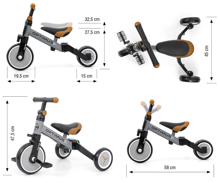 MILLY MALLY Rowerek 3w1 OPTIMUS grey zdjęcie 7