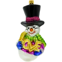 Bombka choinkowa szklana: Bałwanek z napisem "LOVE"