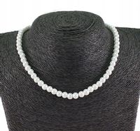 NASZYJNIK PERŁY SZKLANE BIAŁE 6 MM