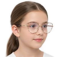 Okulary dla dziewczynki kocie zerówki do komputera BLUE LIGHT Pantera/Złoty