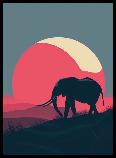 Plakat 40x55cm Słoń przy Czerwieni zdjęcie 2