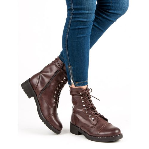 Brązowe wiązane botki r.40 na Arena.pl