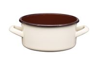 Rondel emaliowany polewany gładki garnek niski 16 cm 1,5 l kremowy brązowy