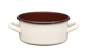 Rondel emaliowany polewany gładki garnek niski 16 cm 1,5 l kremowy brązowy