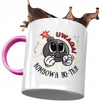 Kubek Różowy Na Urodziny 80 80Te 80-Te Prezent Z Nadrukiem Ze Zdjęciem