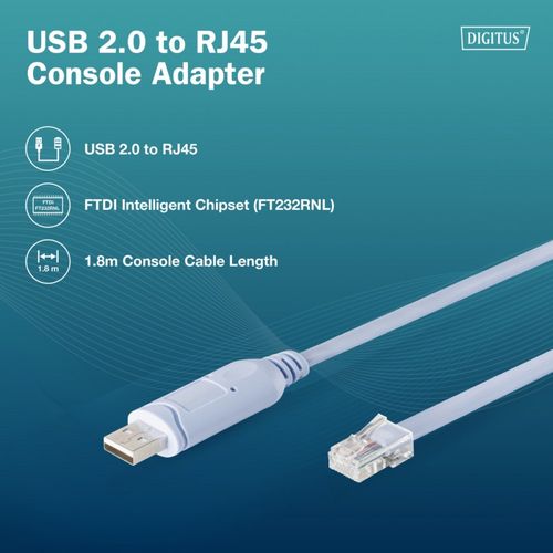 Kabel adapter DIGITUS do konsol USB 2.0 do RJ45, Chipset FTDI (FT232RNL) na Arena.pl