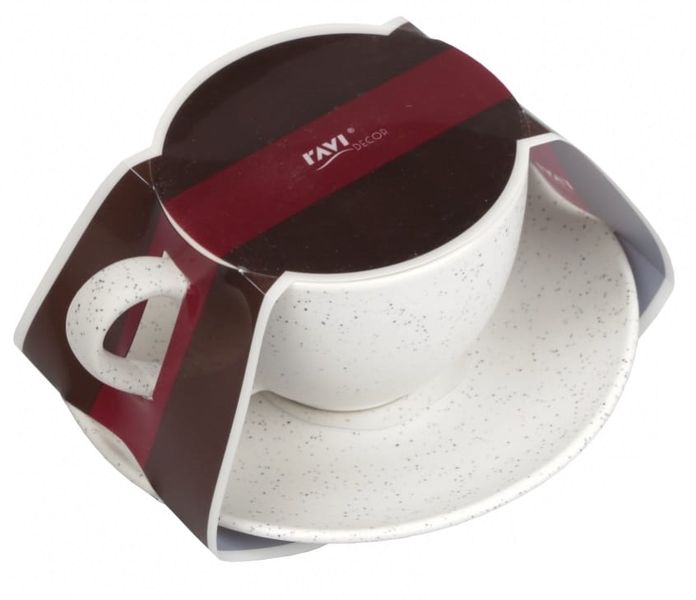 Filiżanka ze spodkiem RUSTIC 240 ml porcelana New Bone wzór white biały nakrapiany zdjęcie 2