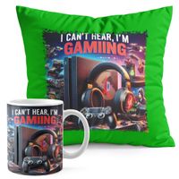 ZESTAW KUBEK + PODUSZKA ZIELONA - GAMER GAMEPAD GAMBLING GRY
