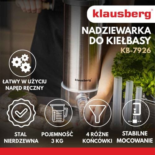 ręczna nadziewarka do kiełbasy 3kg klausberg kb-7926 pionowa na Arena.pl