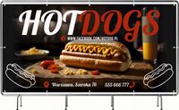 BANER REKLAMOWY 130x80cm różne wzory projekt w cenie HOT DOGY FAST FOODY