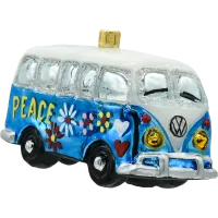 Bombka choinkowa szklana: Samochód van hippie: niebieski